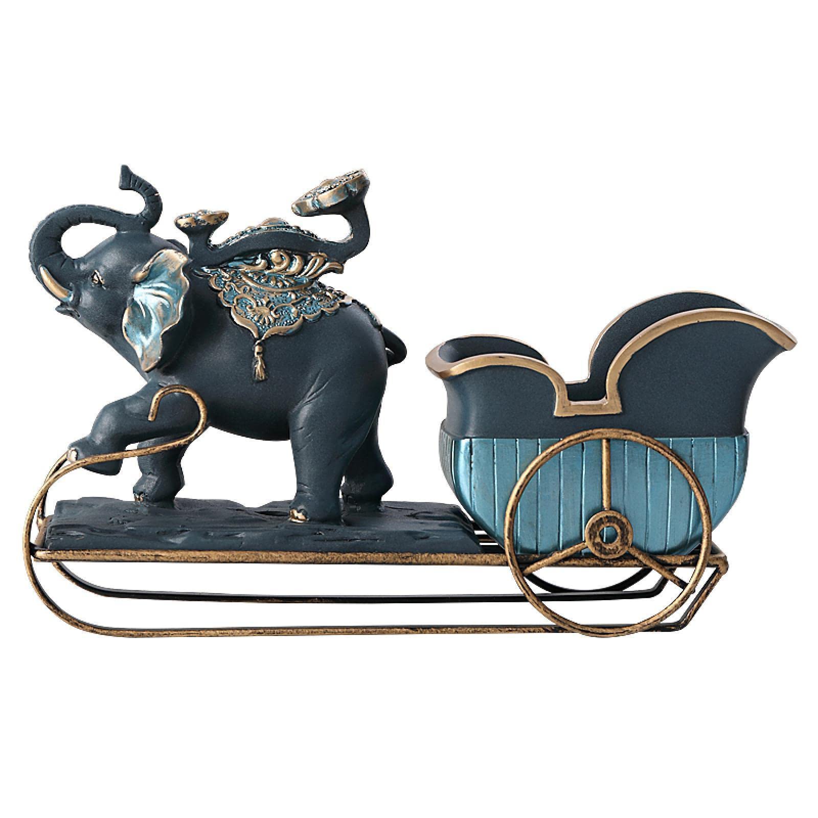 Statue d'éléphant vert avec rangement vide-poches pour meuble et hôtel