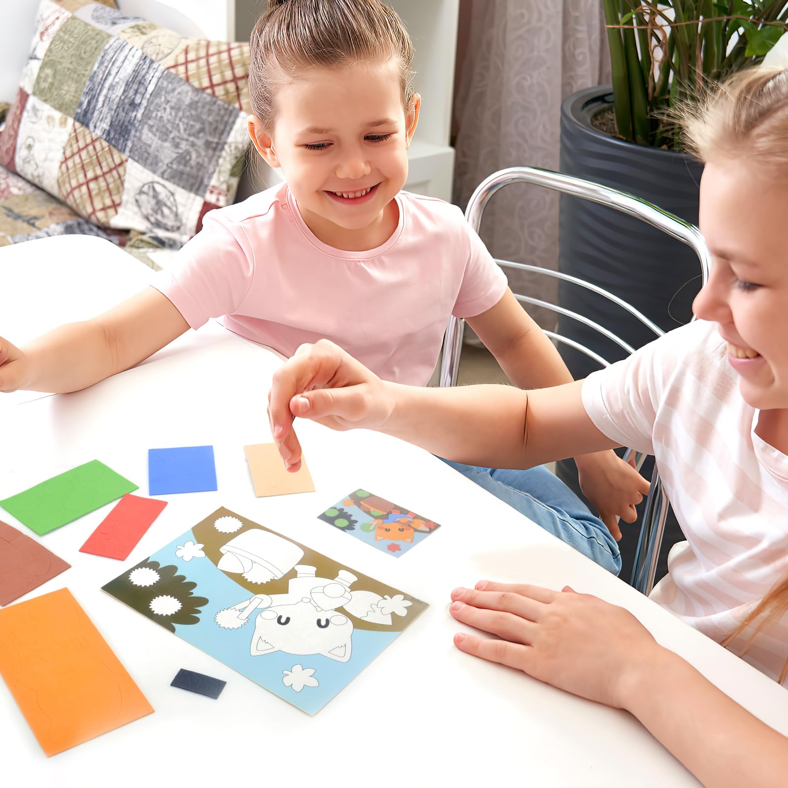 TNSLAND 12 Pezzi Mosaico Fai Da Te Animali Terrestri per Bambini, Artigianato Creativo, Adesivi 3D Fatti a Mano in Schiuma Dei Cartoni Animati (B)