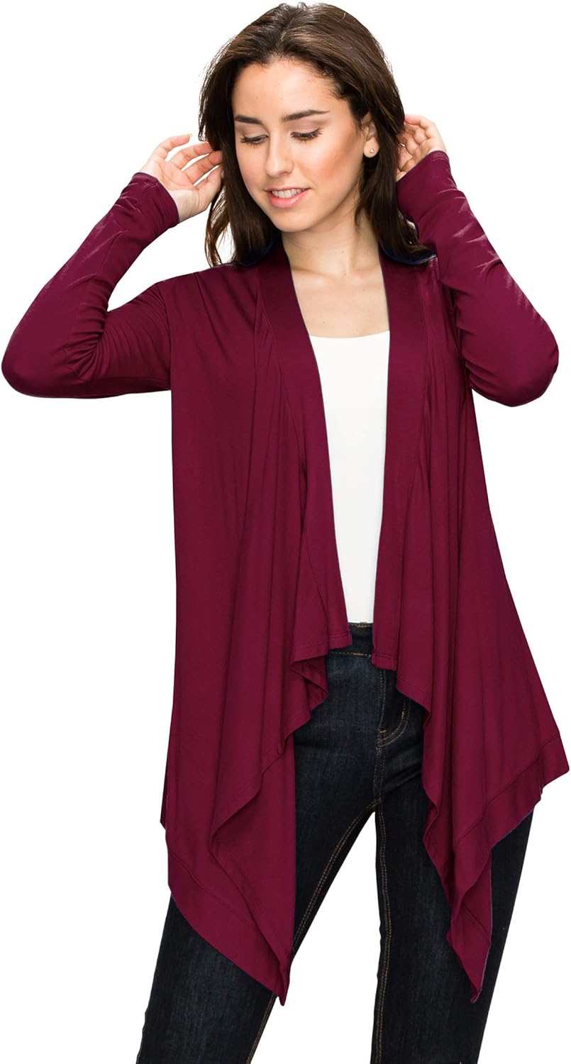 Lock and Love Women's Draped Front Open Asymmetrical Cardigan - Casual Long Sleeve Lightweight Duster - Image 5
