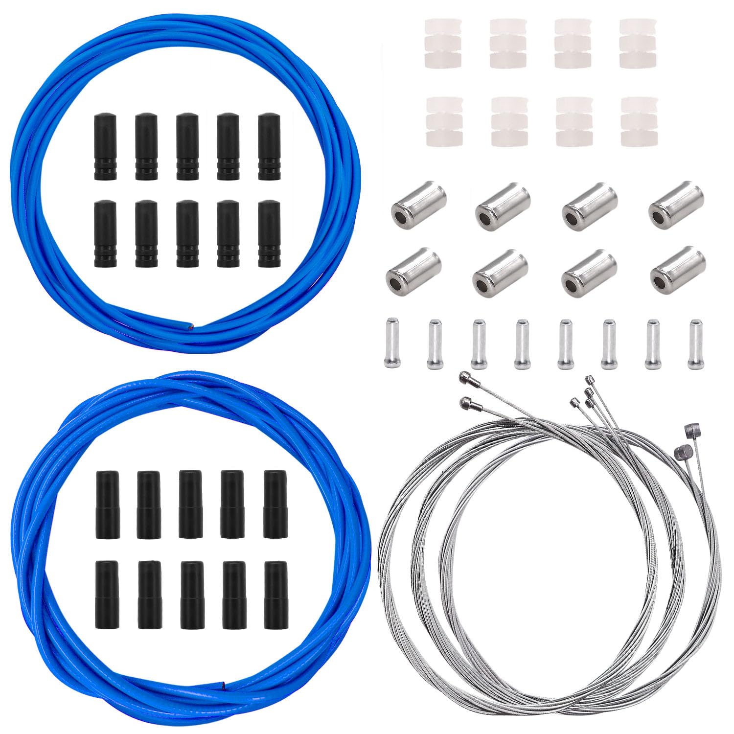 Mannk Universal Bicycle Cable Kit - Shift & Brake Cable Housing with End Caps & O-Rings for Mountain & Road Bike Repair
