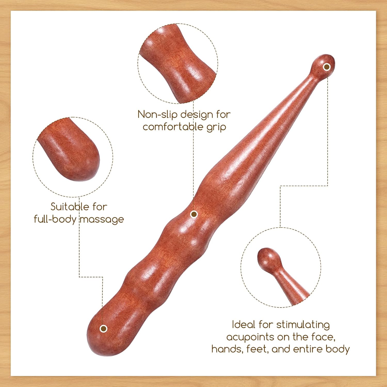 Sandalwood Acupressure Pen, Acupressure Tool, Rod Deep Tissue Massage Tool for Relaxing Body Hand Foot