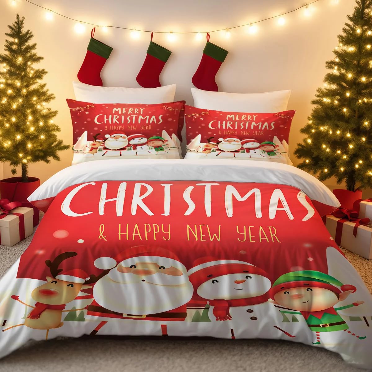 Chambre de garçon ou fille : créez la magie des fêtes avec la parure de lit 140x200 Joyeux Noël