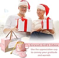 Vista 6 de Nitial Bible Verse Coffee Mug Warmer Set for Women Pink Christian Gifts Marble Mug Warming Plate Appreciation Gifts for Teacher Coworker Volunteer