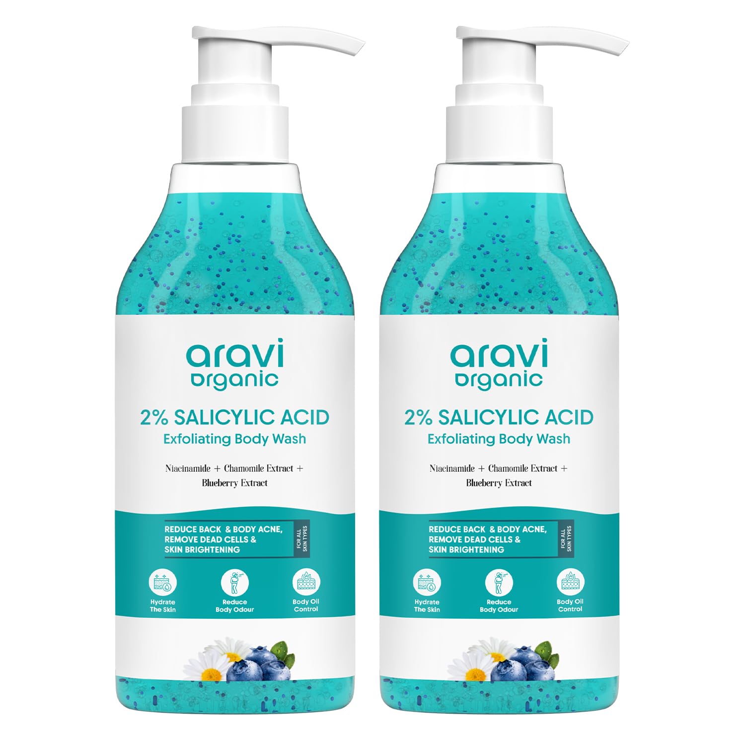 Aravi Organic 2% Salicylic Exfoliating Body Wash | With Niacinamide & Blueberry | Fights Body Acne, Dead Skin & Odor | SLS & Paraben Free | For All Skin Types - Pack of 2 (300 ml Each)-image-41