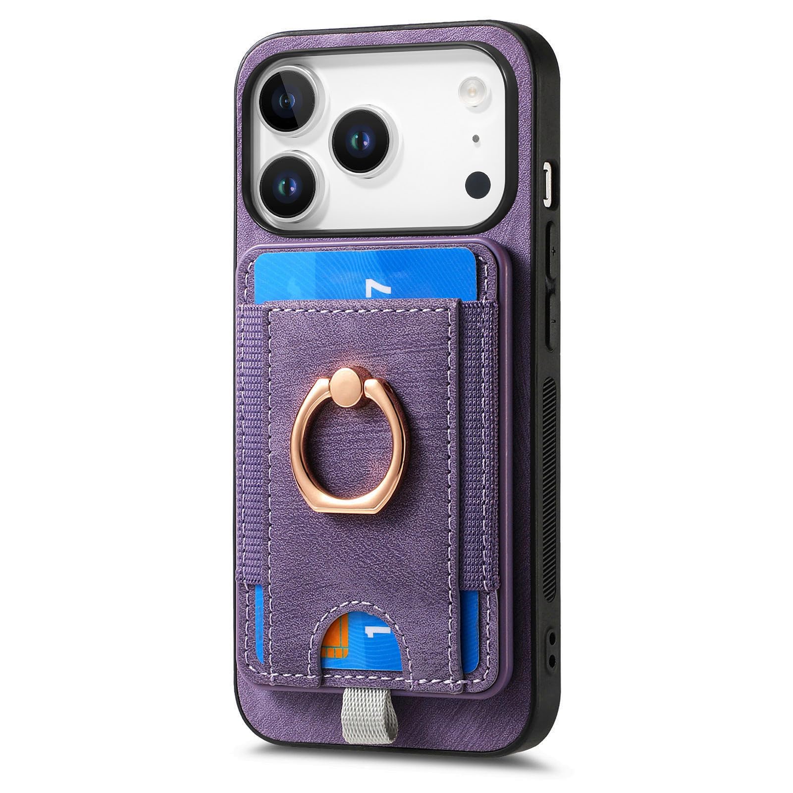 Coque antichoc iPhone 17 Pro violette avec bague de support - 8