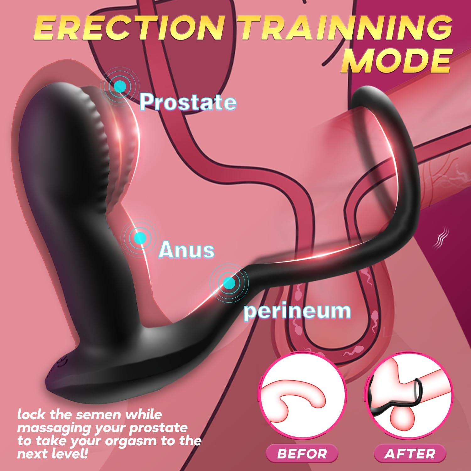 Vibrating Prostate Massager Ulovime Wiggling Anal Vibrator with 9 Wiggling Vibrating Mode, Prostate Vibrator for Beginner with Penis Ring and APP Control, Adult Male Sex Toy for Men Prostate Orgasm