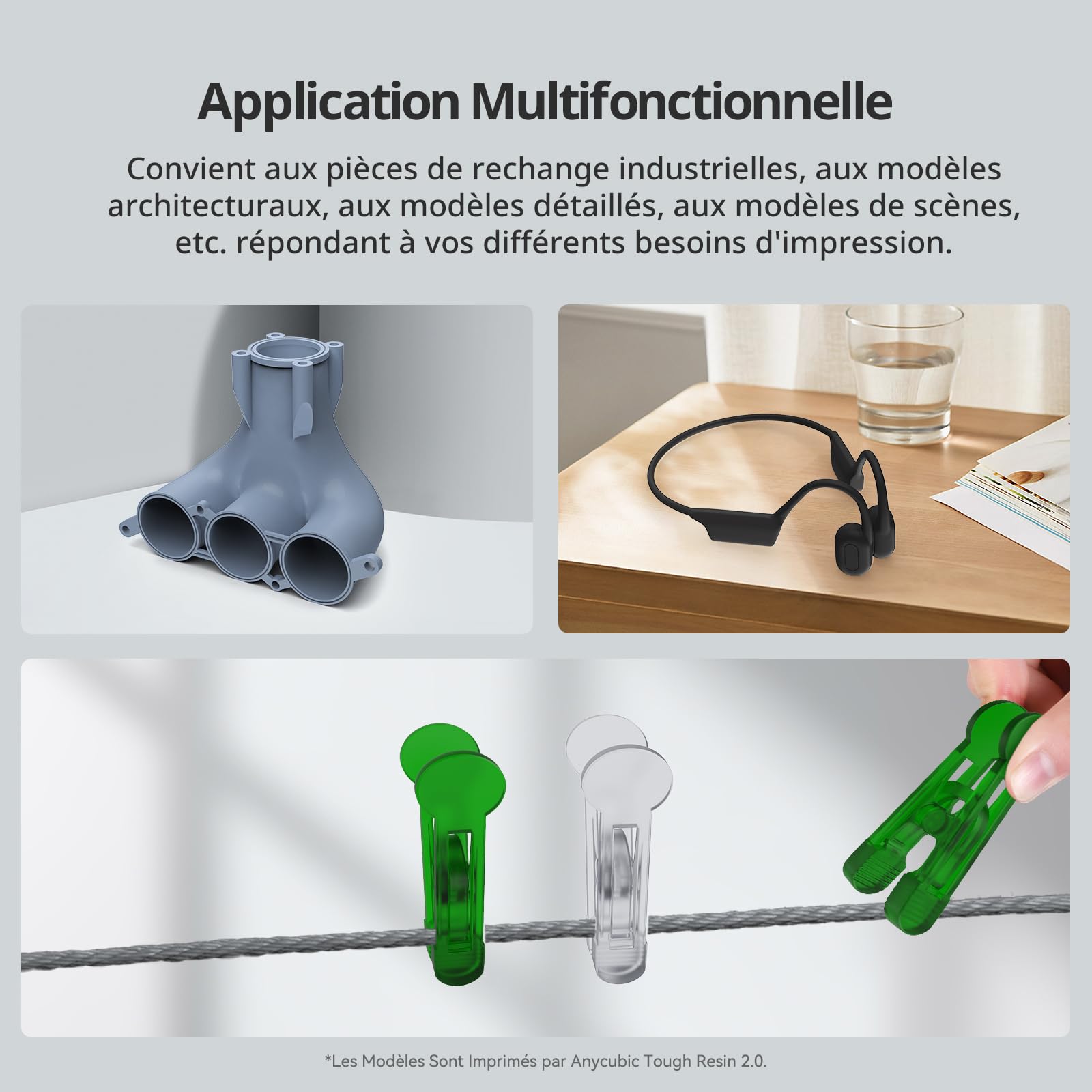 ANYCUBIC Résine Résistante 2.0 pour Impression 3D, Tough Resin 2.0, Résine à Haute Ténacité, Faible Odeur, Résine Photopolymère Rapide UV 405nm pour imprimante 3D LCD, Noir 1000g
