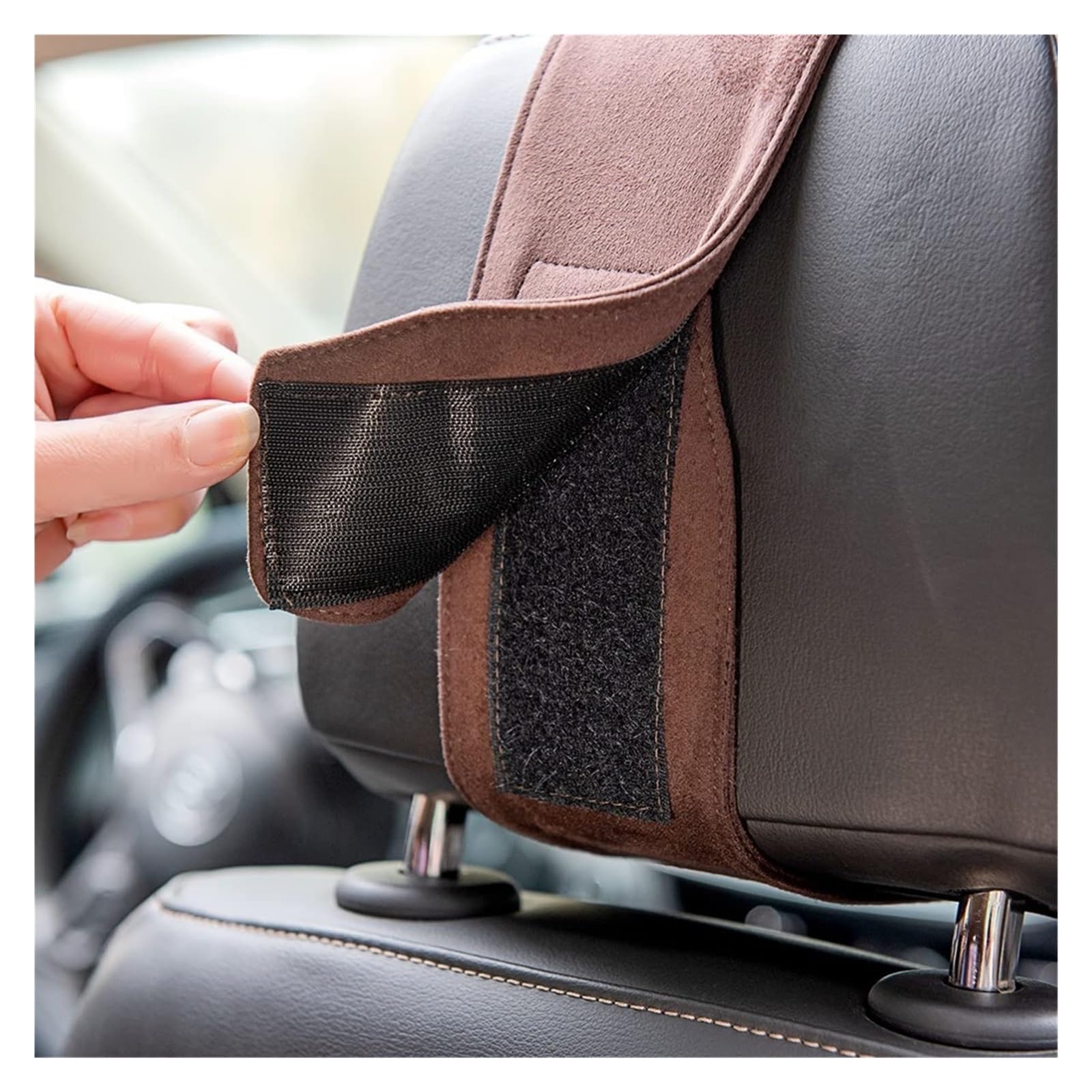 Poggiatesta for sedile auto traspirante, cuscino for il collo, tessuto scamosciato, supporto for la schiena, poggiatesta in memory foam for interni auto(Grey)
