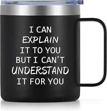 Qtencas Engineer Gifts, I Can Explain It to You But I Cant Understand It for You Stainless Steel Coffee Mug, Christmas Birthday Gifts for Engineers Men Coworker Boss Office Computer Geek12OZ, Black