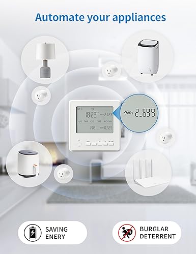 Miniatura 6 de Temporizador de salida inalámbrico expandible con monitor de energía, kit de interruptor de temporizador digital programable de 7 días y 24 horas