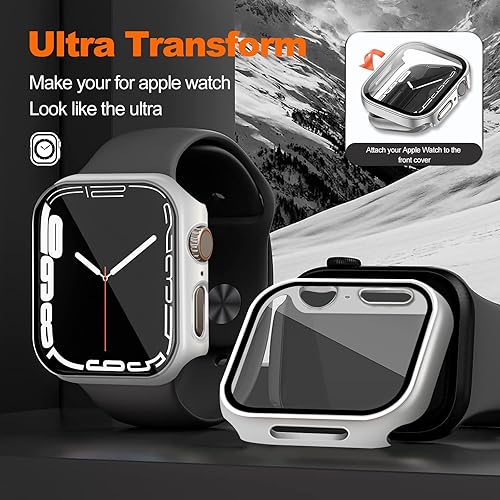 Miniatura 3 de Funda impermeable compatible con Apple Watch Series 8Series 7 1.614 pulgadas 1.772 pulgadas protector de pantalla de vidrio templado integrado, para