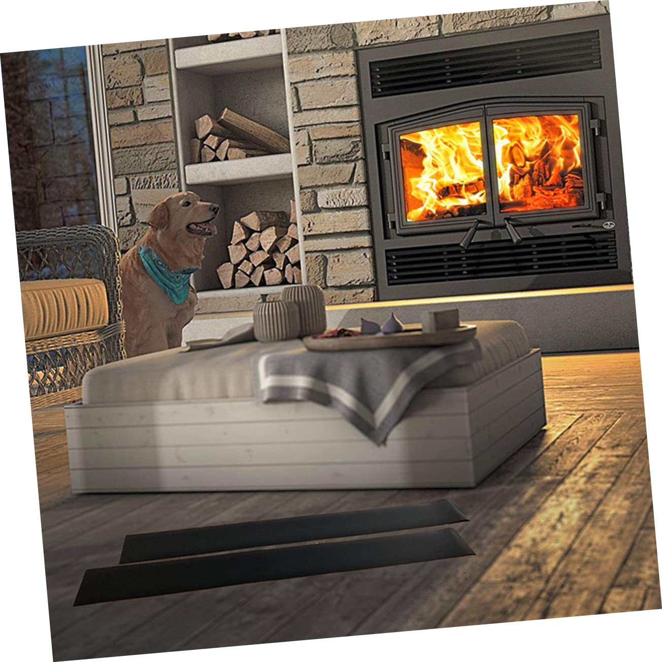 Copri Stufa Magnetico Nero 2 Pezzi, Gomma Magnetica | Caminetto Interno, Copertura per Aerazione, Riduce la Dispersione Termica, Accessori per Casa