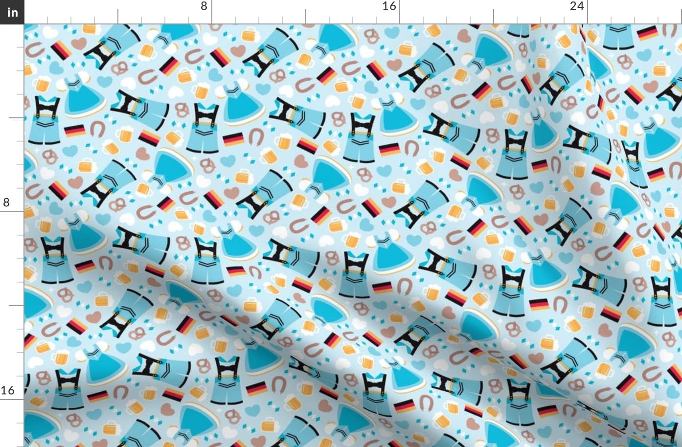 Spoonflower Fabric - Traditional German Beer Holiday Illustration Print Printed on Organic Cotton Sateen Fabric by The Yard - Sewing Quilting Apparel Home Decor