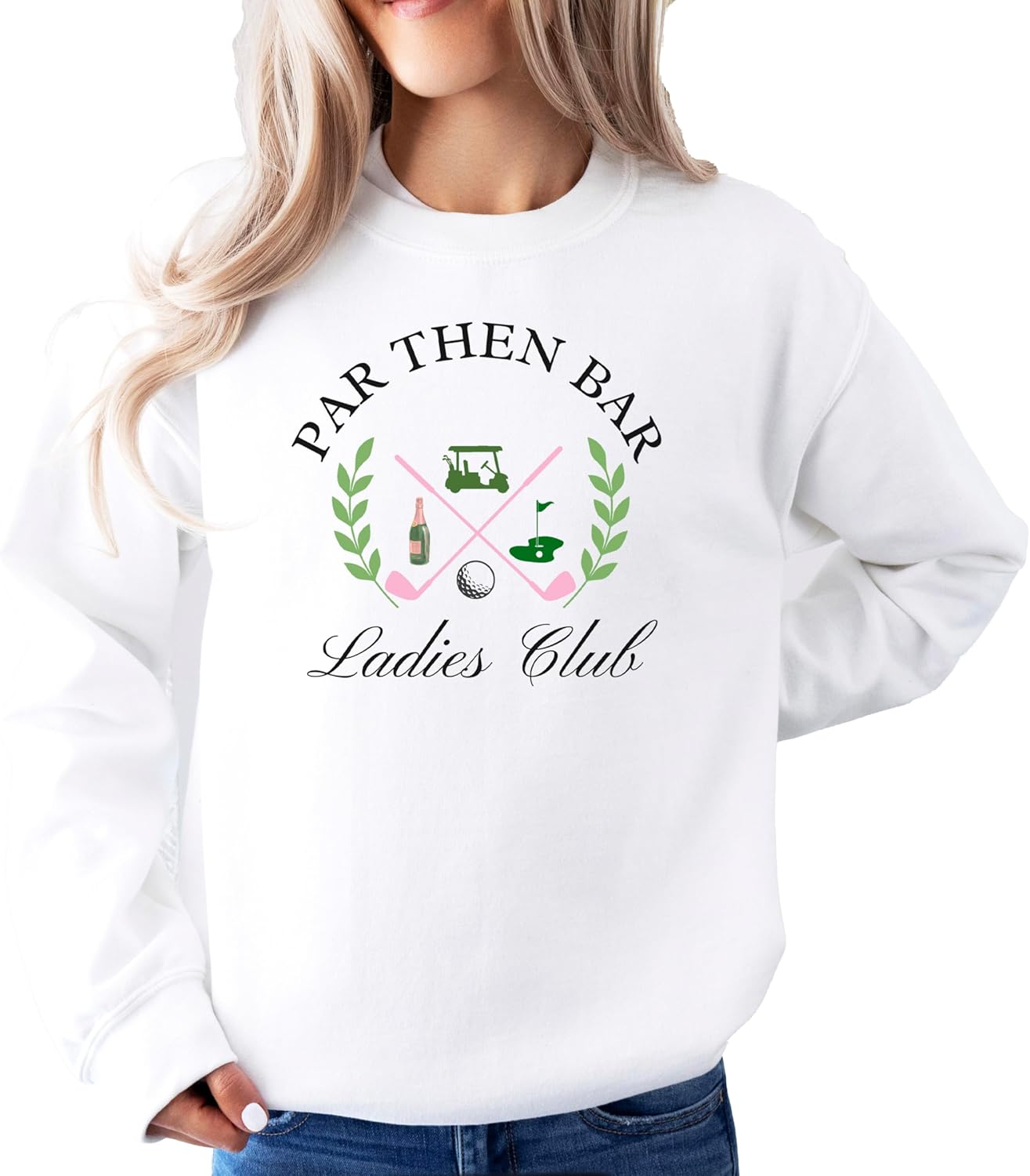 Olive Loves Apple Par Then Bar Ladies Club Sweatshirt for Women Funny Ladies Golfing Sweater