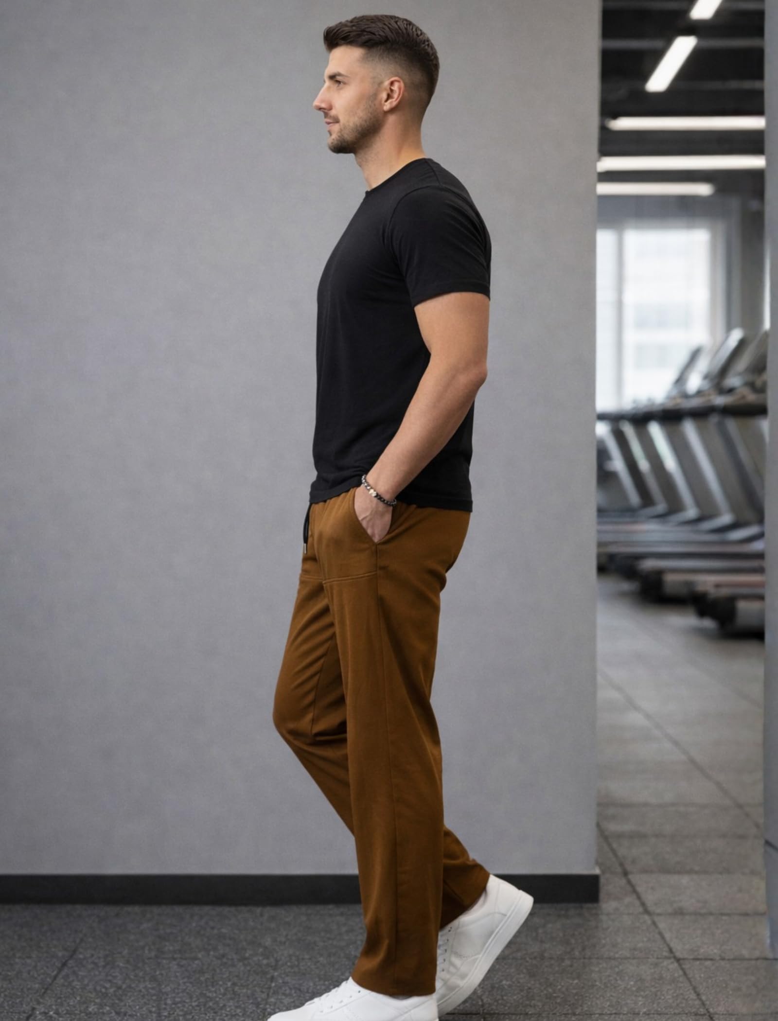 Paralians Pantaloni sportivi da uomo, vestibilità dritta, in poliestere, elasticizzati, a vita media, per sport, palestra e abbigliamento casual