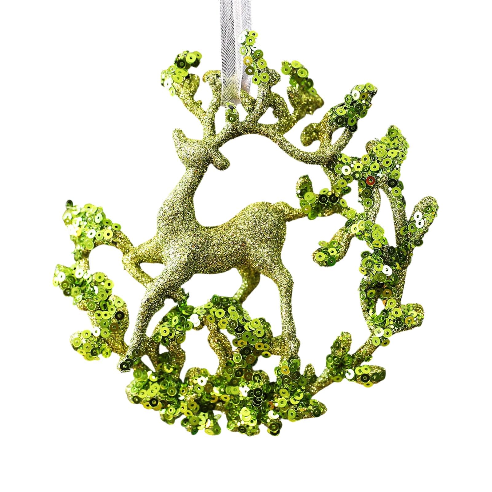 Christmas Tree Ornament Shatterproof Glittering Green Hanging Decoration for Family Home Glittering Acrylic Snowflake Decoration