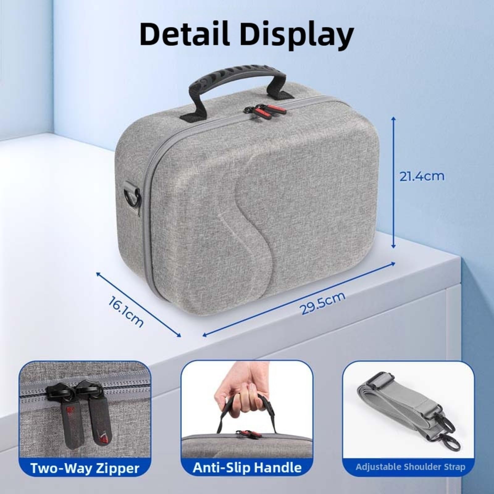 Custodia rigida per Meta 3S, borsa antiurto in EVA con scomparto per accessori per protezione da viaggio, nero grigio (nero)