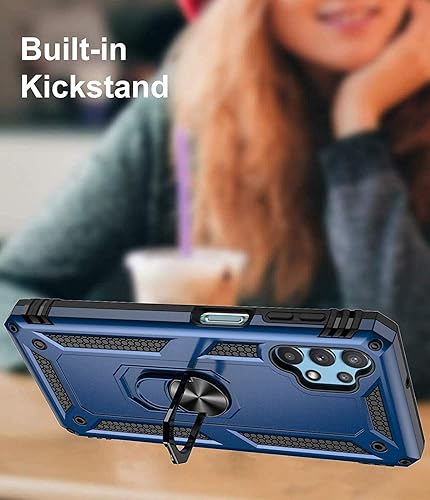 Miniatura 5 de Funda compatible con Samsung Galaxy A32 5G con protector de pantalla de vidrio templado y soporte de anillo de agarre magnético, cubierta protectora