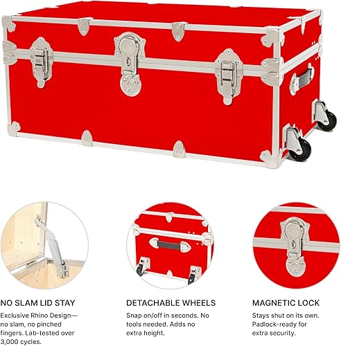 Miniatura 46 de Rhino Trunk & Case Baúl grande de vinilo en relieve de cuero, reposapiés de campamento de verano, baúl de almacenamiento para dormitorio