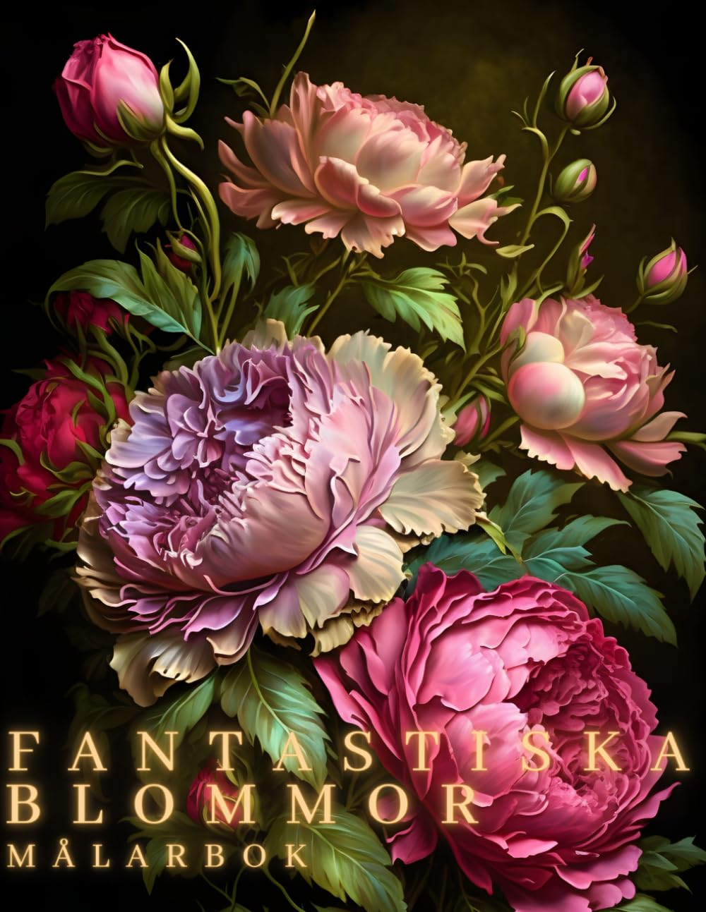 FANTASTISKA BLOMMOR: Målarbok för vuxna. 50 Olika blommor att färglägga. Perfekt för vuxna, seniorer, tonåringar och barn