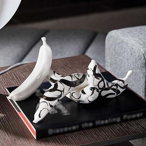 Miniatura 4 de Estatua de escultura coleccionables, estatua de frutas, adorno de estatua de frutas, textura de tinta negra, adornos de plátanos, cuatro