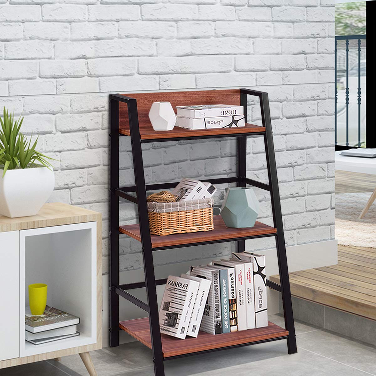 Buy TANGKULA 3Tier Ladder Shelf Home Office Bookshelf Plant Display