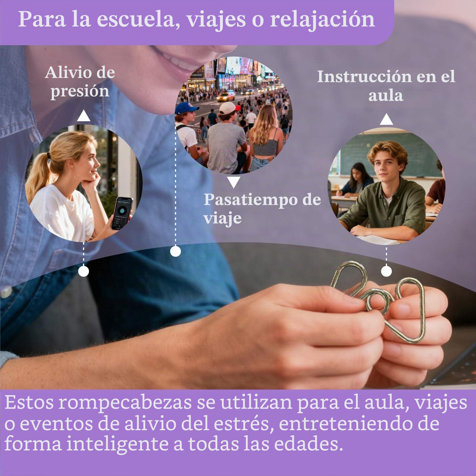 Juego de 16 piezas de rompecabezas IQ para juegos de ajos para adultos y niños a partir de 6 años, juegos de habilidad con tarjetas de solución, juguetes educativos, juegos de viaje, idea de
