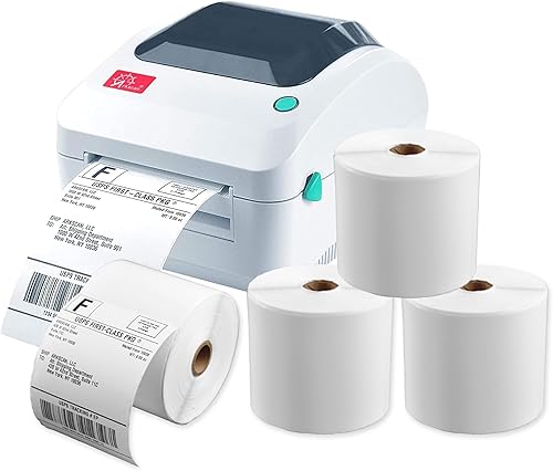 Arkscan Impresora térmica de etiquetas de envío 2054A-USB con cuatro rollos de etiquetas de envío SL450 4x6 - 450 etiquetas por rollo