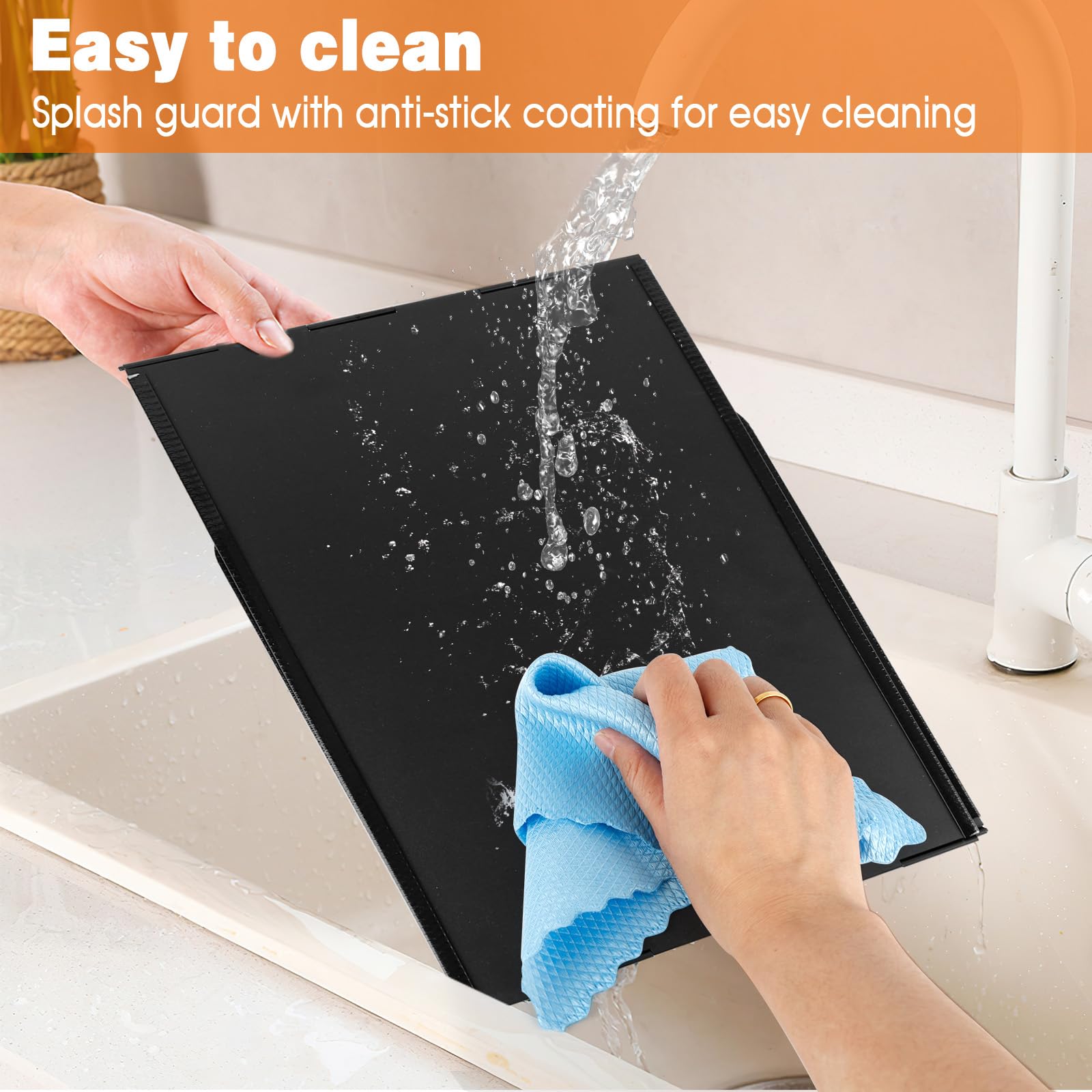 76*29*30cm Protection Anti-éclaboussures Pliable, 3Côtés Plaque Anti-projections Pliable, Plaque Anti Projection de Cuisson Résistant à la Chaleur, Plaque Anti Projection Cuisine pour Cuisson/Rôtir