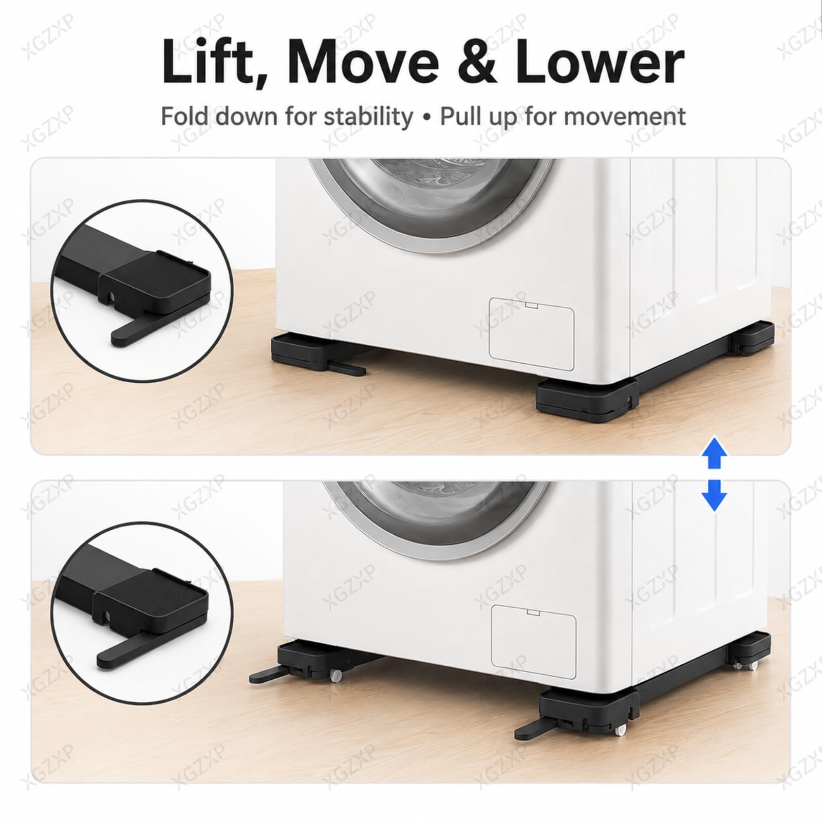 Elevador O Bajador De Pedestal para Lavadora Y Secadora, Soporte Ajustable para Muebles, Soporta hasta 250 Kg, Soporte Doble De 23,6 Pulgadas, Compatible con Lavadoras, Black