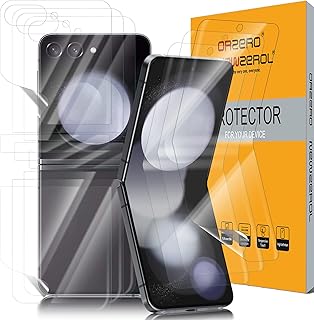 Orzero (3 Sets 12 Packs) Screen Protector Compatible for Samsung Galaxy Z Flip 5 5G, Soft TPU (Not Glass) Premium Quality High Definition Bubble-Free Anti-Scratch (Lifetime Replacement)