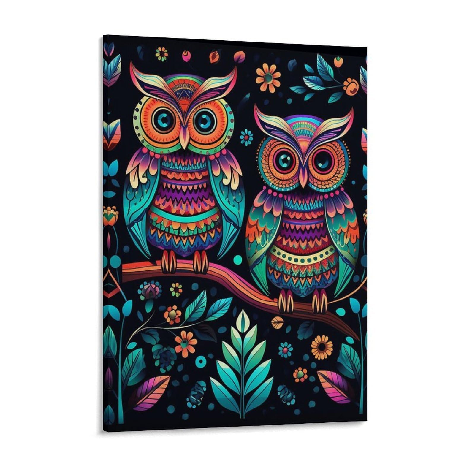 Colorful Owl Pictures Canvas Wall Art for Bedroom 18x24inch Canvas Prints Artwork for Walls Modern Picture Artwork Painting for Living Room Aesthetic Wall Paintings for Bathroom Kitchen Offic