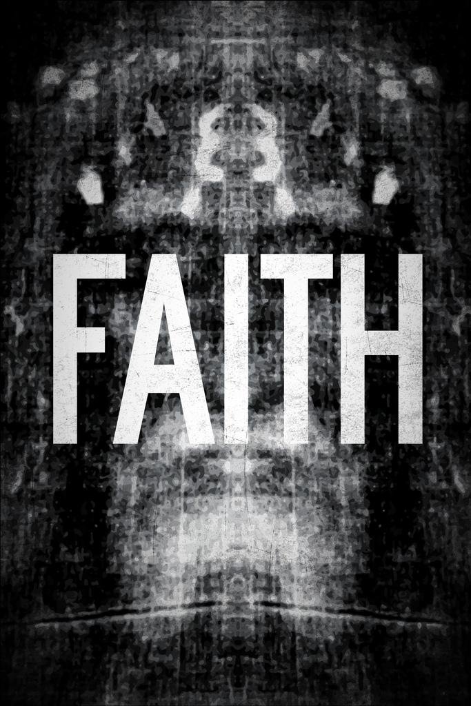 Laminated FAITH Shroud Of Turin Black And White Negative Inspirational Motivational Sign Poster 12x18 inch