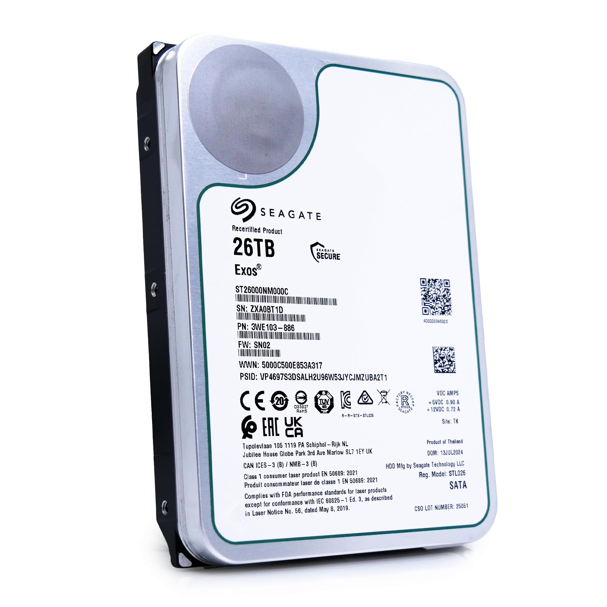Seagate Exos 26TB Enterprise Hard Drive HDD SATA 6Gb/s 512MB Cache