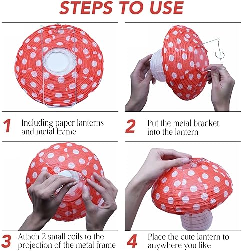 Miniatura 4 de 6 linternas de papel de hongo, adorno colgante de hongo 3D para el país de las maravillas, selva, bosque, fiesta de cumpleaños, boda, decoración de