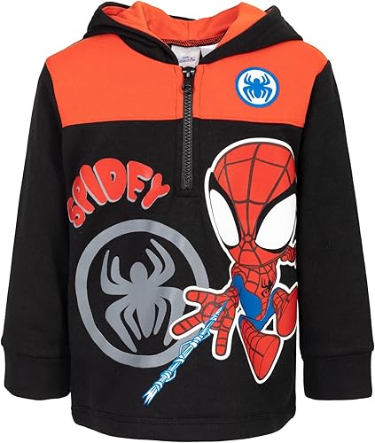Marvel Spidey and His Amazing Friends Ghost-Spider Miles Morales Spider-Man - Sudadera de forro polar con media cremallera para niños pequeños