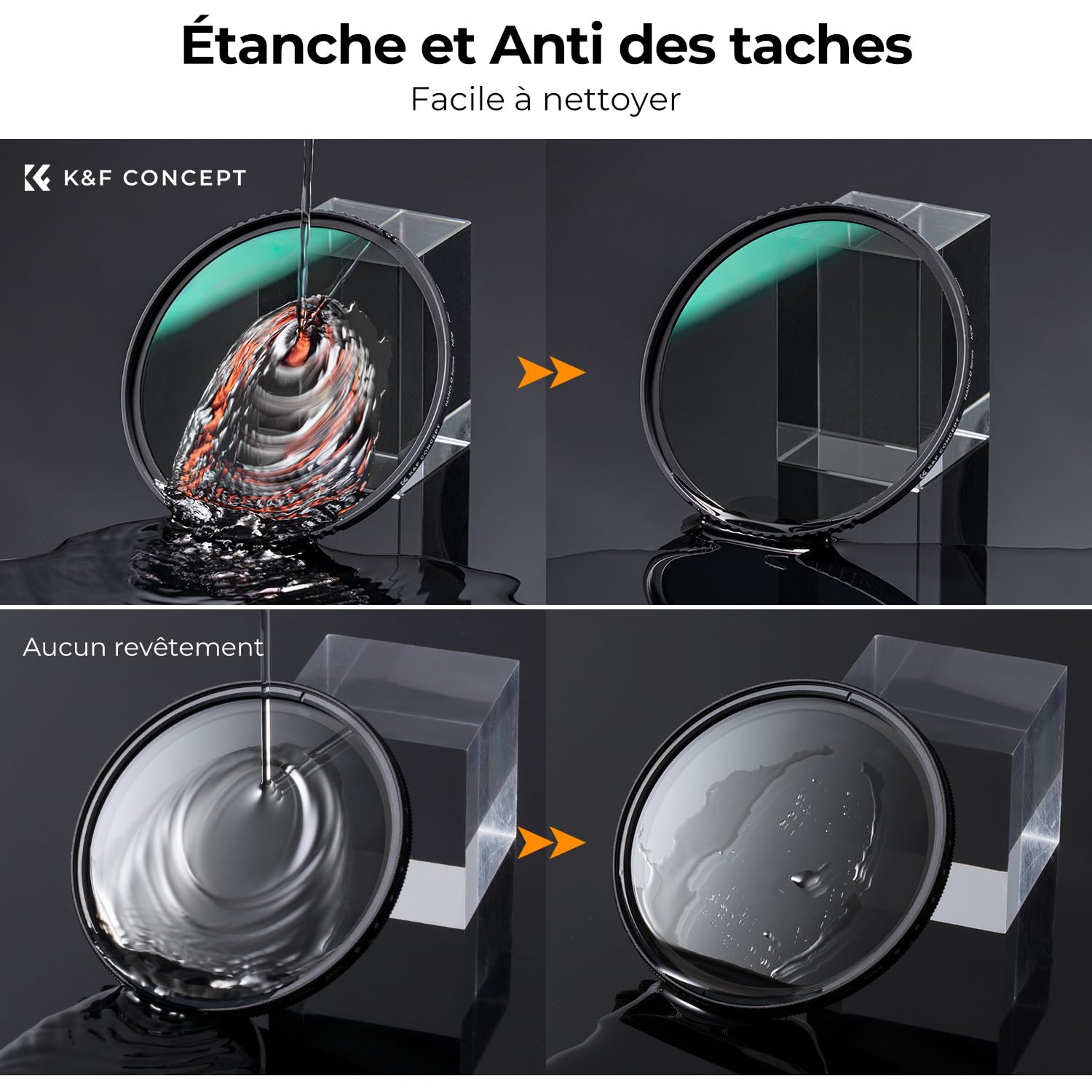 K&F CONCEPT Ø77mm Filtre ND8+ND64+ND1000+Sac+3 Chiffons Densité Neutre 3/6/10 Stops Nano-revêtement HD Anti-Rayures Étanche pour Objectif Appareil Photo (D Série)