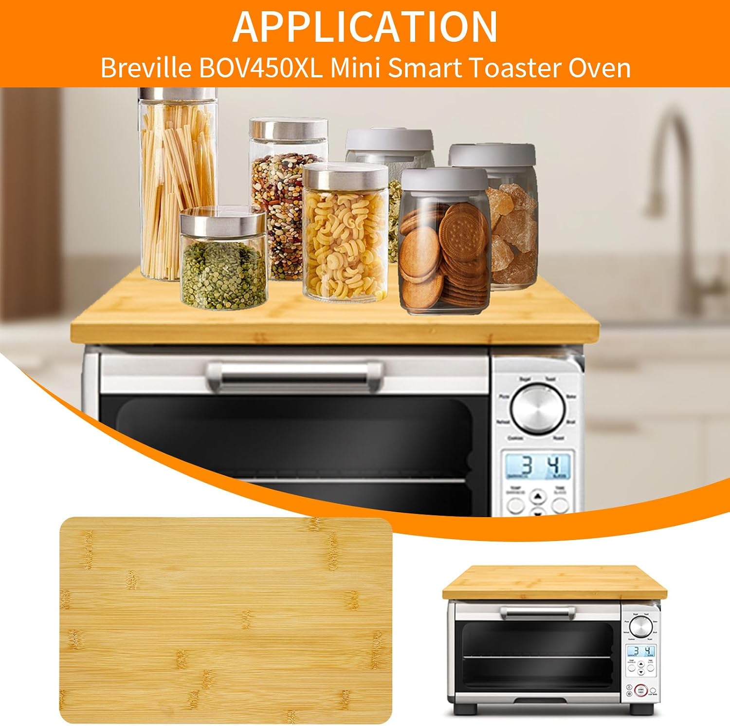 Cutting Board Compatible with Breville BOV450XL & BOV650XL Compact Mini Oven, Heat Resistant Non-Skid Silicone Feet, Creates Storage Space, Protects Cabinets image 3