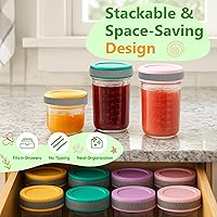 Vista 5 de Tronco Frascos de vidrio mixtos para almacenamiento de alimentos con tapas – 4 onzas (8) + 8 onzas (4) paquete – Comida para bebés, leche materna