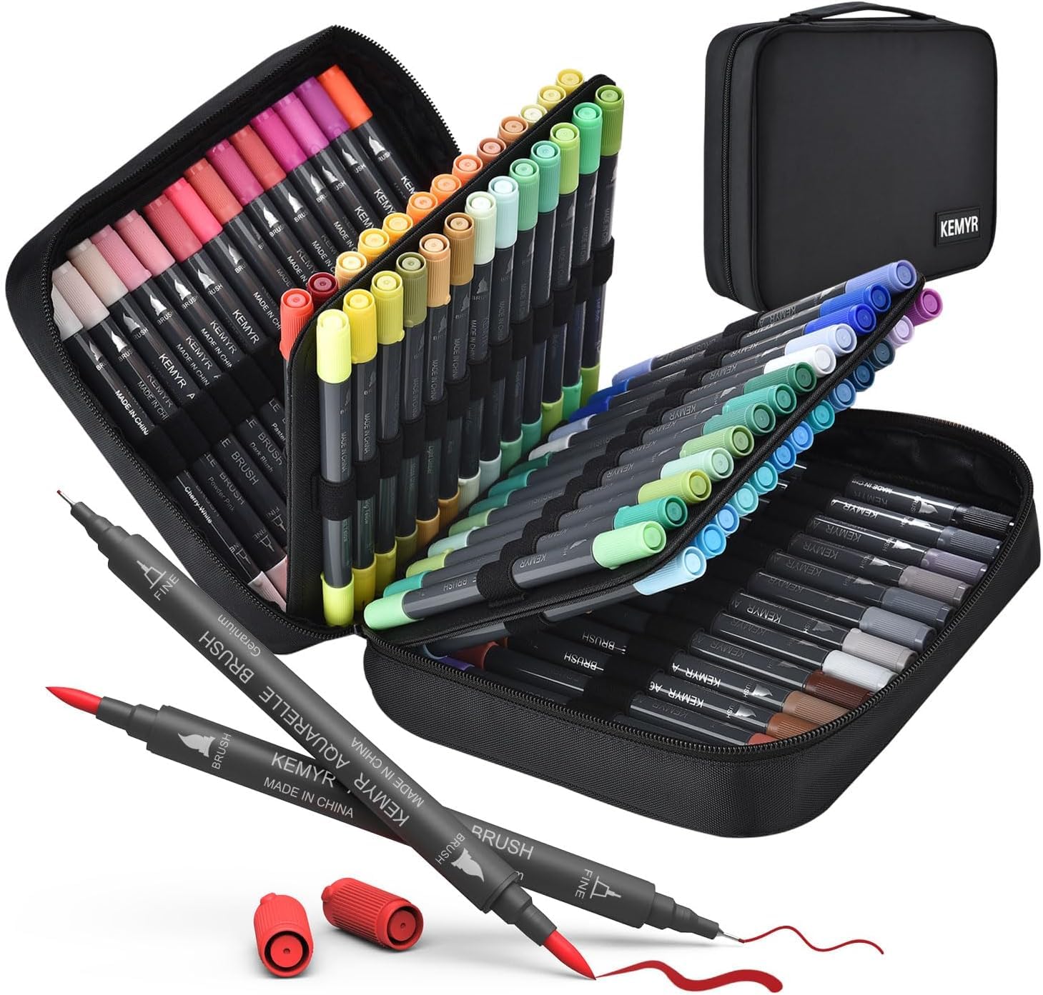 KEMYR Markers for Adult Coloring Books: 80 Colors Markers Set Dual Tips Fine & Brush Pens Water-Based Art Markers for Adults Drawing Sketching Bullet Journal Writing Lettering No bleeding
