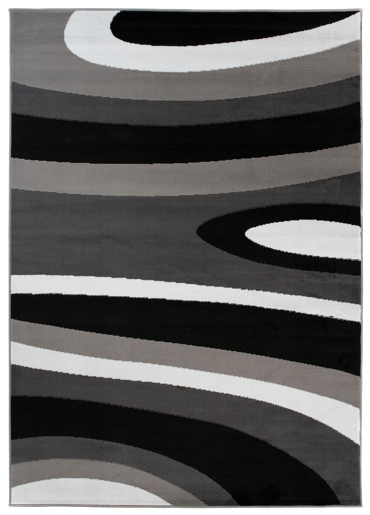 TAPISO Maya Teppich Kurzflor Grau Schwarz Streifen Gestreift 200 x 250 cm | Modern Design Weiß Wohnzimmer Schlafzimmer Büro oeko-tex