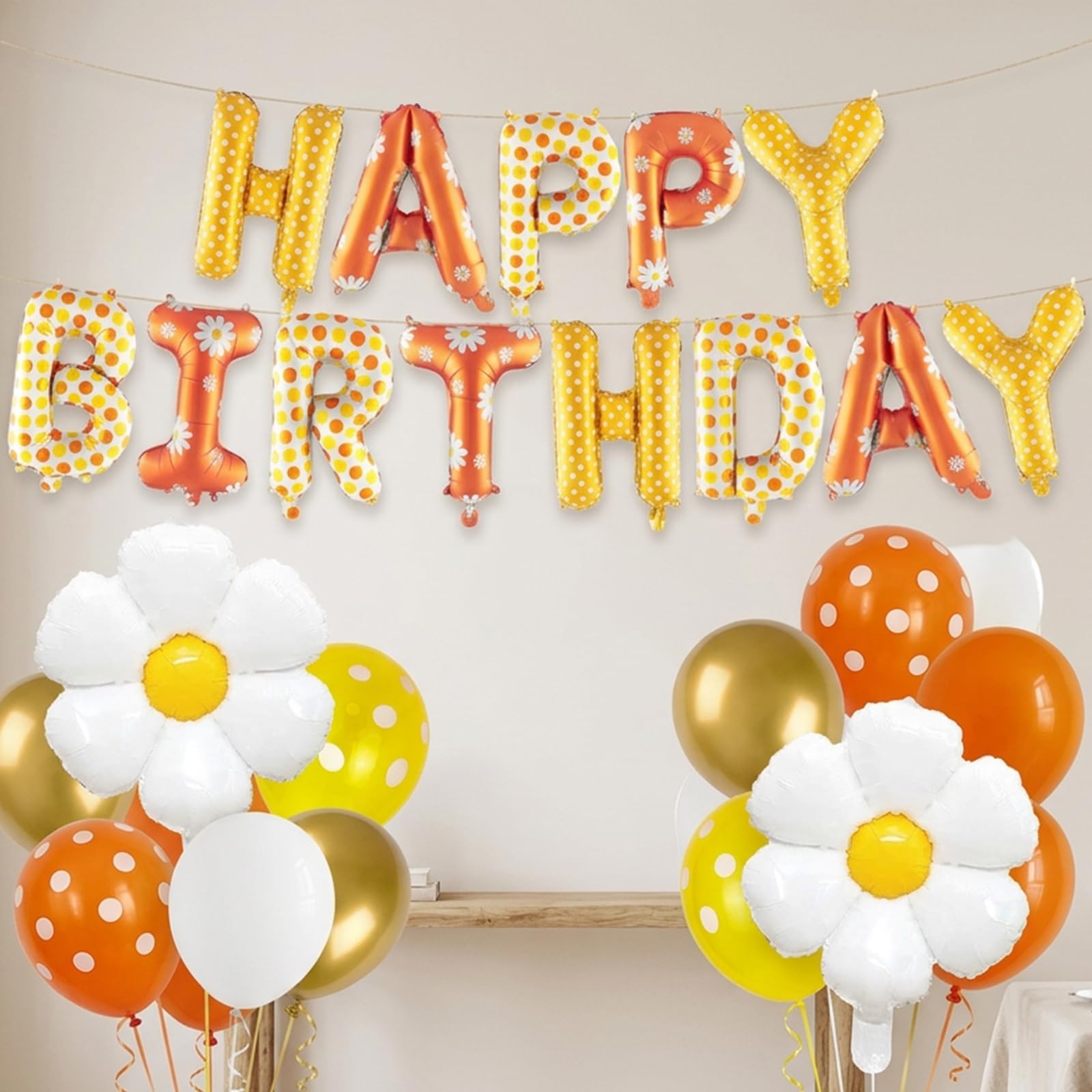 Daisy Balloons Birthday Decorations Set - 23Pcs Foil & Latex Balloons with HAPPY BIRTHDAY Letters for Party, Anniversary, Home Decor