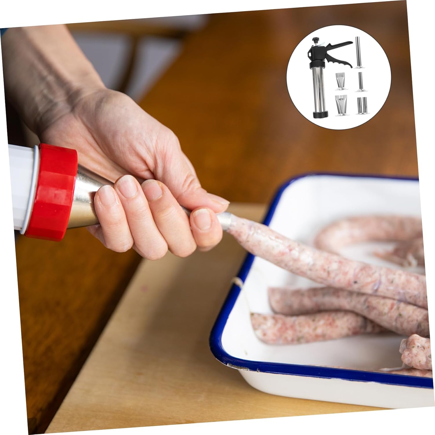 OUNONA Manual Sausage Maker Machine Sausage Stuffer Casings Meat Grinder Filler