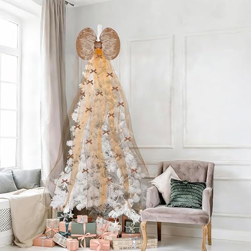 Arco decorativo para árbol de Navidad, 35 x 14 pulgadas, lazos decorativos de arpillera para Navidad, vacaciones, Acción de Gracias, adorno interior