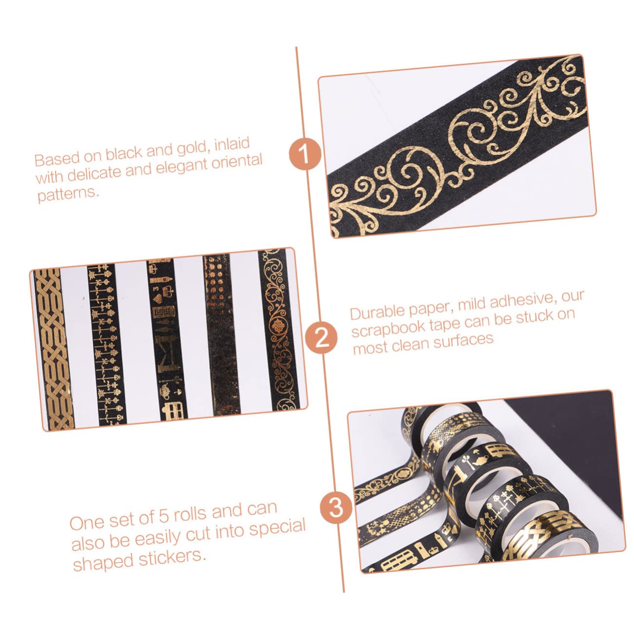DOITOOL 3 Sätze Dekoratives Washi Tape Farbige Diy Klebebänder Für Scrapbooking Fotoalben Und Einfach Zu Entfernen Ohne Kleberückstände Für Kreative Projekte 5 Rollen * 3