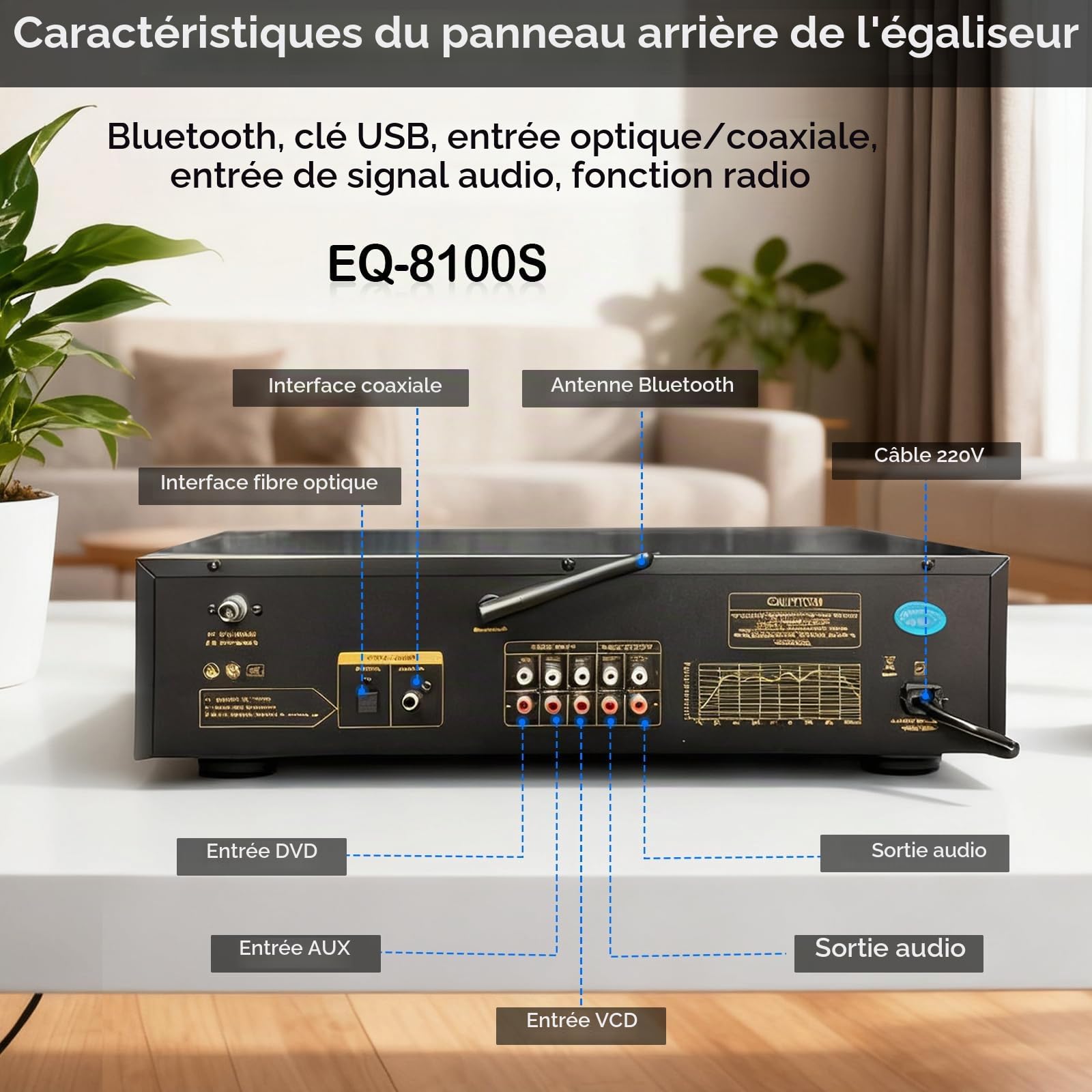 Equalizer, 31 Bandes Equalizer Graphique Stéréo Professionnel Analyseur de Spectre Processeur de Son Système Audio Réduction du Bruit Optimisation du Son pour Les Studio d'Enregistrement