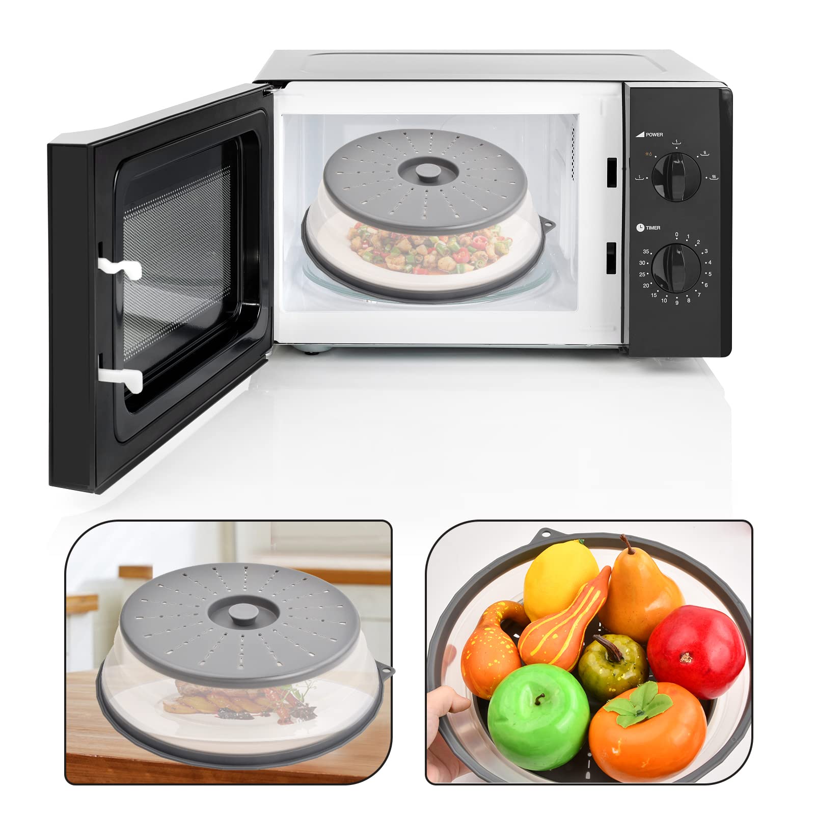 Faltbare Mikrowellenabdeckung Mit Sieb - Spritzschutz Für Mikrowelle & Gemüsefilter In Einem