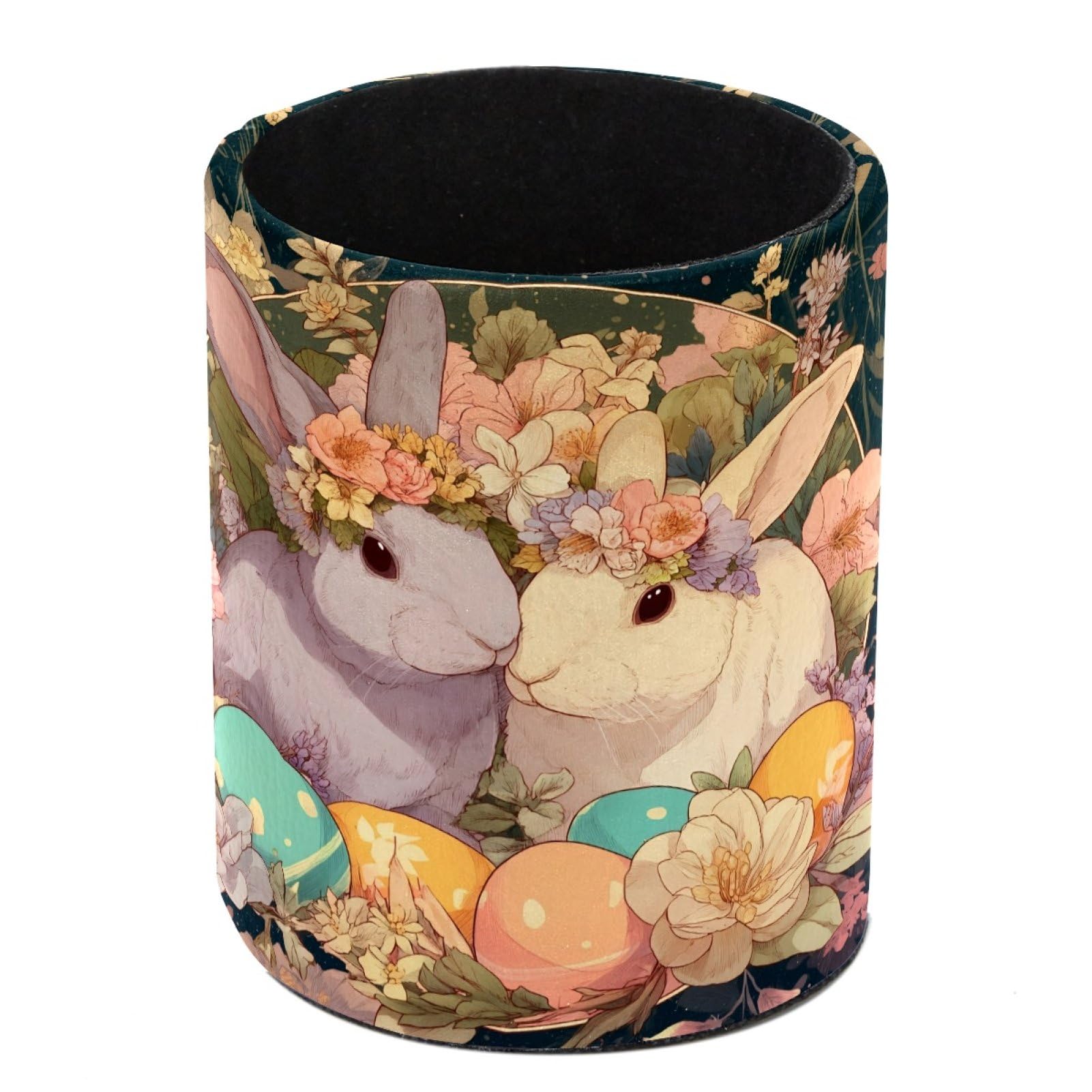 FWJZDSP Easter White Bunny Pencil Cup Pen Organizer Makeup Brush Holder for Office Home Countertop Desk Accessory Storage