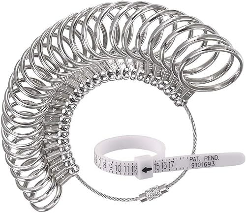 Medidores de joyería Medidor de anillos de hierro inoxidable Herramienta de medición de tamaño de anillo de dedo Juego de calibrador de anillos