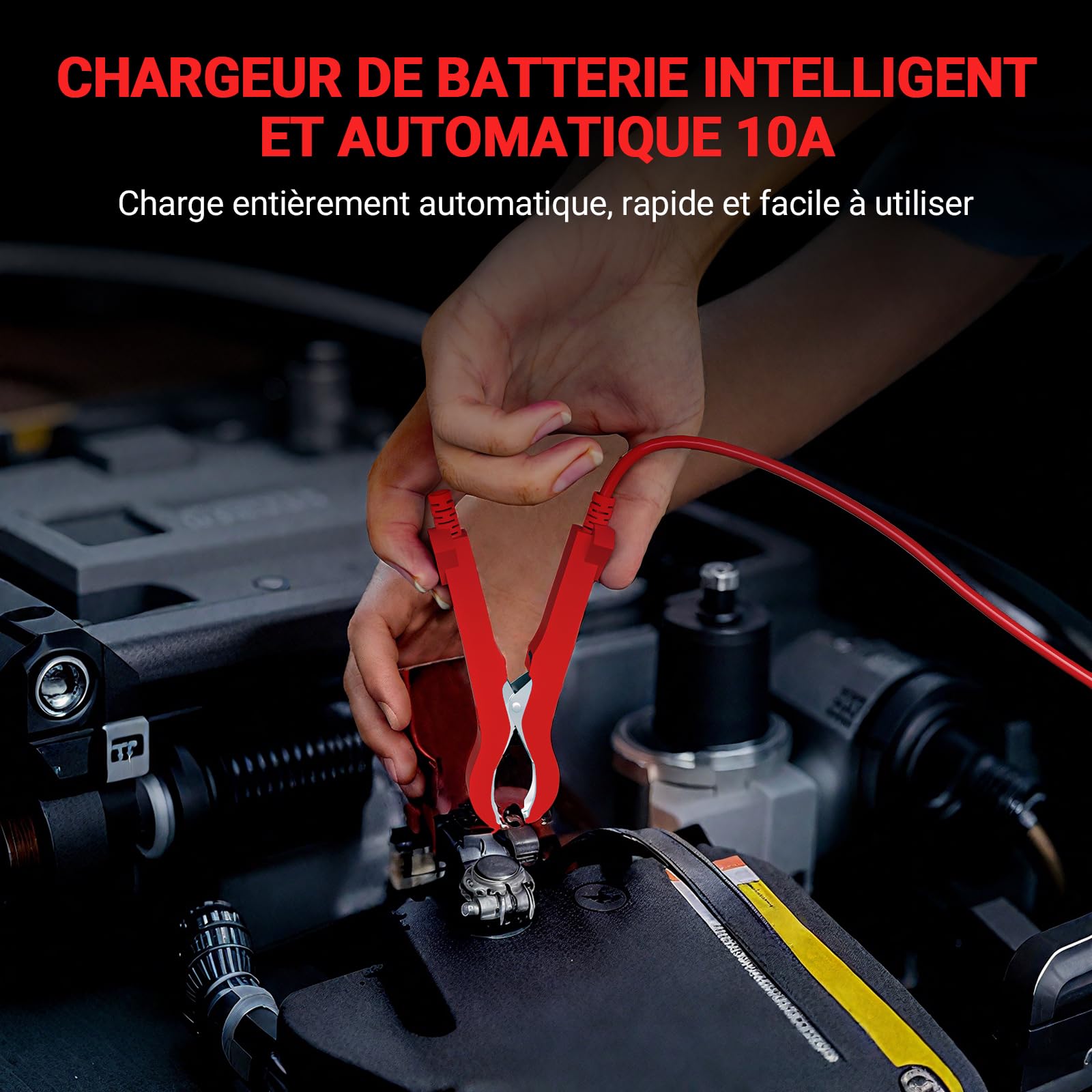 YDBAO Chargeur de Batterie Voiture 12V 10A LiFePO4 Chargeur Batterie Auto Intelligent avec Mode Réparation pour AGM Gel Wet LiFePO4 Auto Voiture Moto Camion